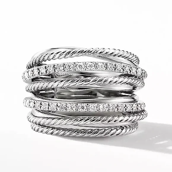 New 925 Sterling Silver Diamond Halo Ring - Picture 1 of 5